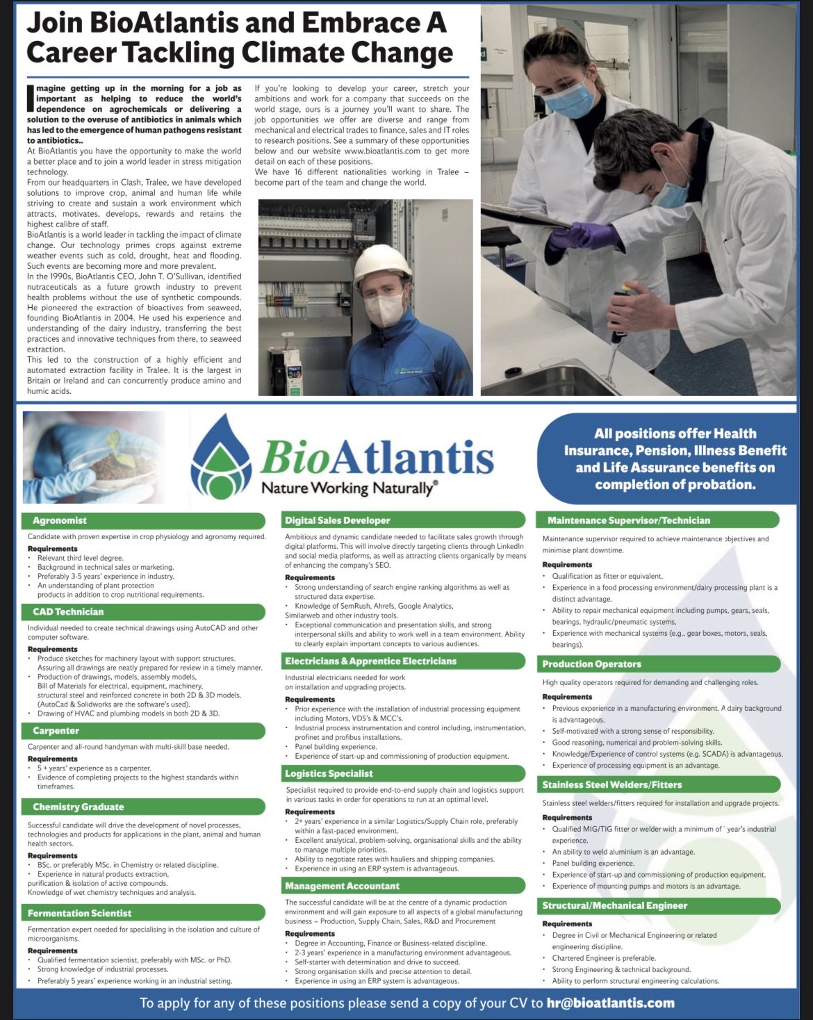 BioAtlantis: Multiple Job Openings | Marine Ireland