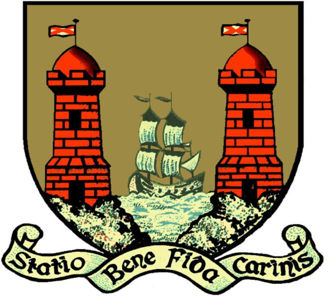 Cork Coat of Arms incorporating the Latin inscription Statio Bene Fida Carinas.