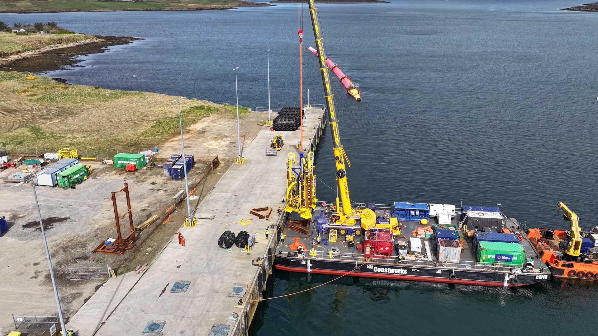 Mobilisation of drill rig from Lyness, Hoy