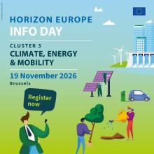 Horizon Europe Info Day - Climate, Energy and Mobility (Cluster 5) banner
